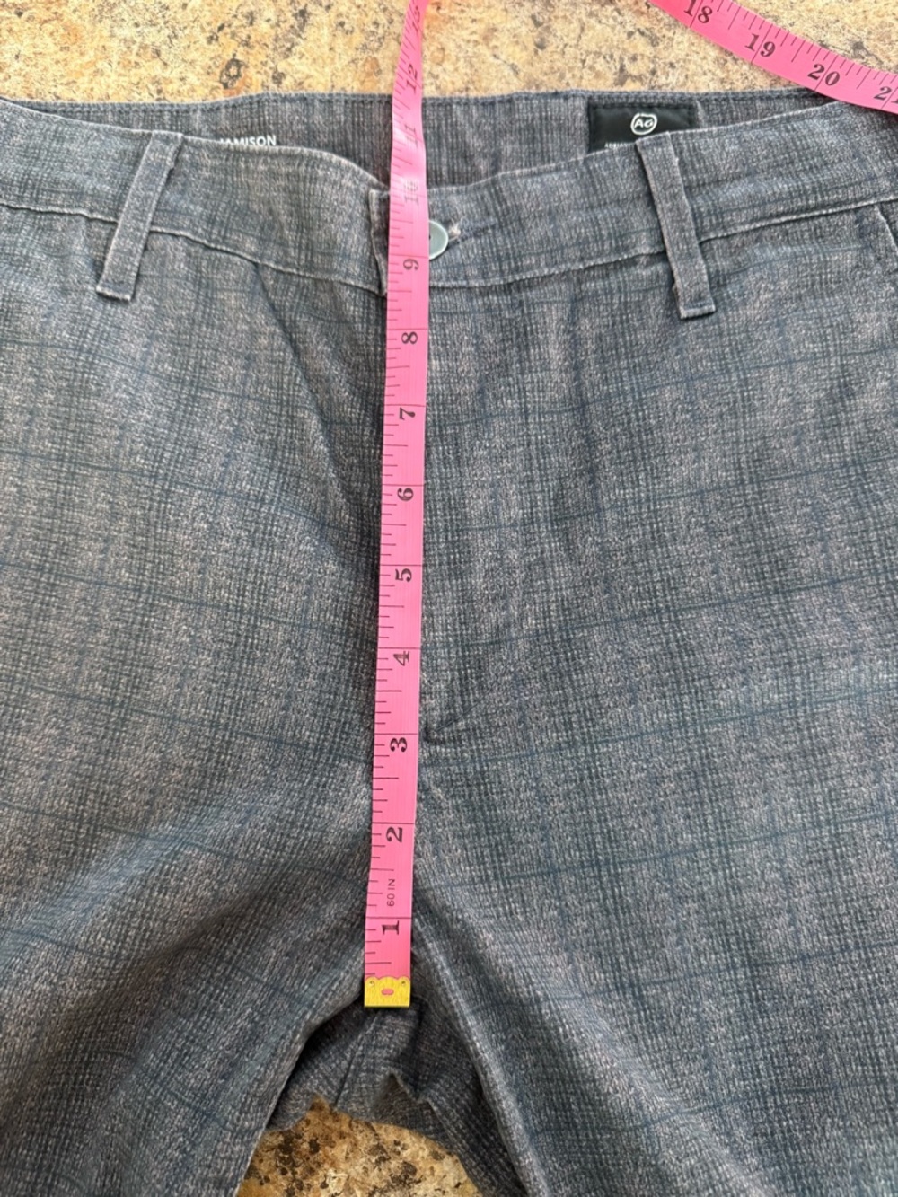 AG Adriano Goldschmied Jamison Skinny Chino Pants Plaid Grey Size 32x27 - Picture 8 of 9